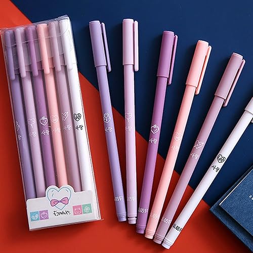 Miniatura 7 de Paquete de 12 bolígrafos de tinta de gel, morado, azul, caramelo, color Morandi, tinta negra, punta extrafina de 0.020 in, lindos bolígrafos para