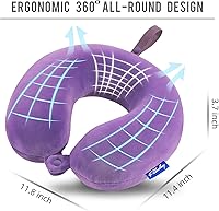 Vista 41 de Fabuday Memory Foam Neck Pillows for Travel - Airplane Pillows for Sleeping with Attachable Snap Strap Soft Washable Cover, Flight Pillow for Pink