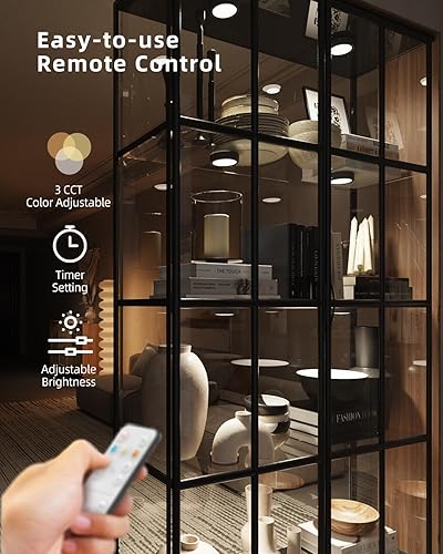 Miniatura 4 de Luces de disco recargables con control remoto, luces de empuje alimentadas por batería negra, luces LED adhesivas para armario, luz magnética de