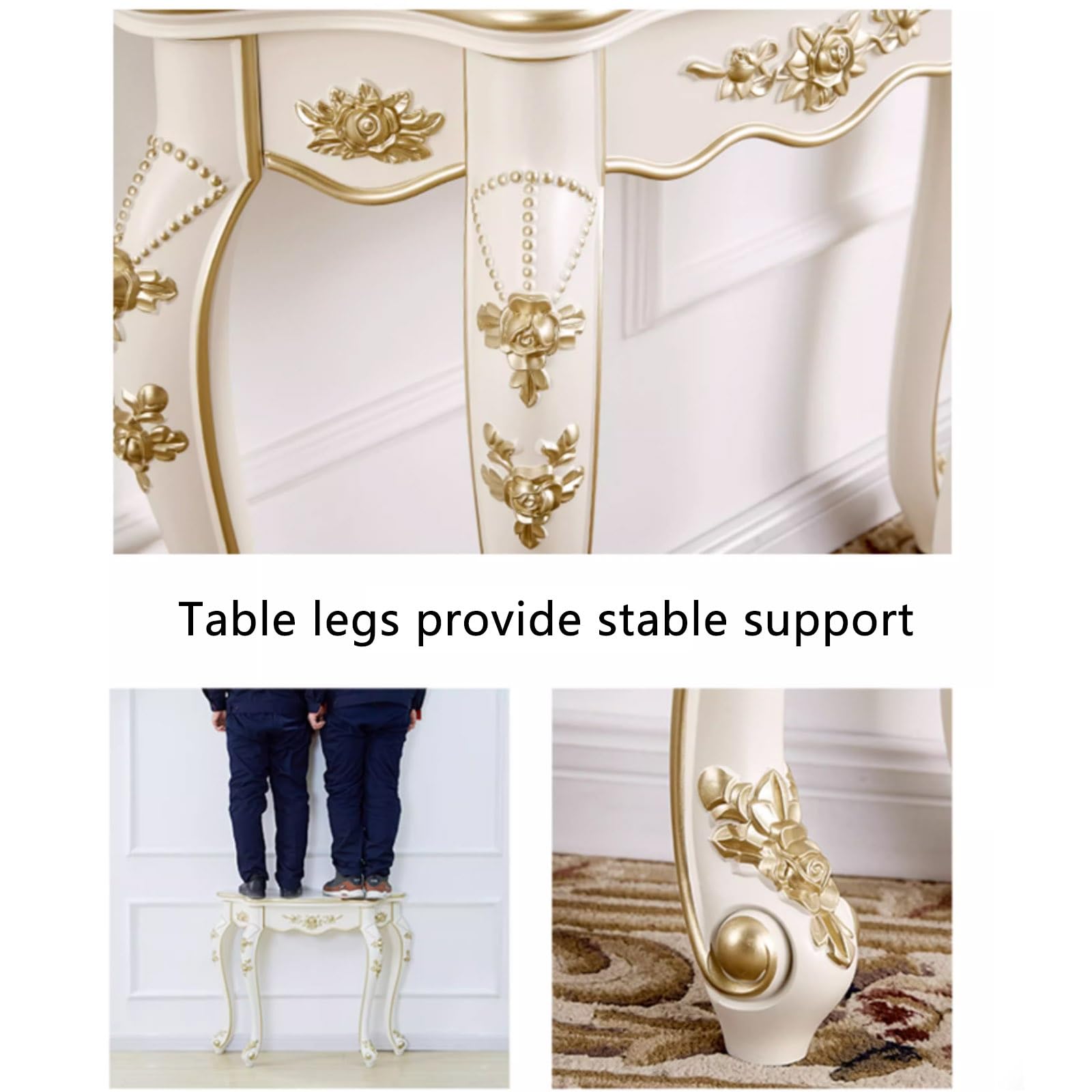 Tavolo da ingresso rettangolare con 4 gambe in legno, console portaoggetti per soggiorno e portico, elegante arredamento per la casa (88 x 25 x 80 cm/35 x 10 x 32 pollici) – perfetto per nizing e