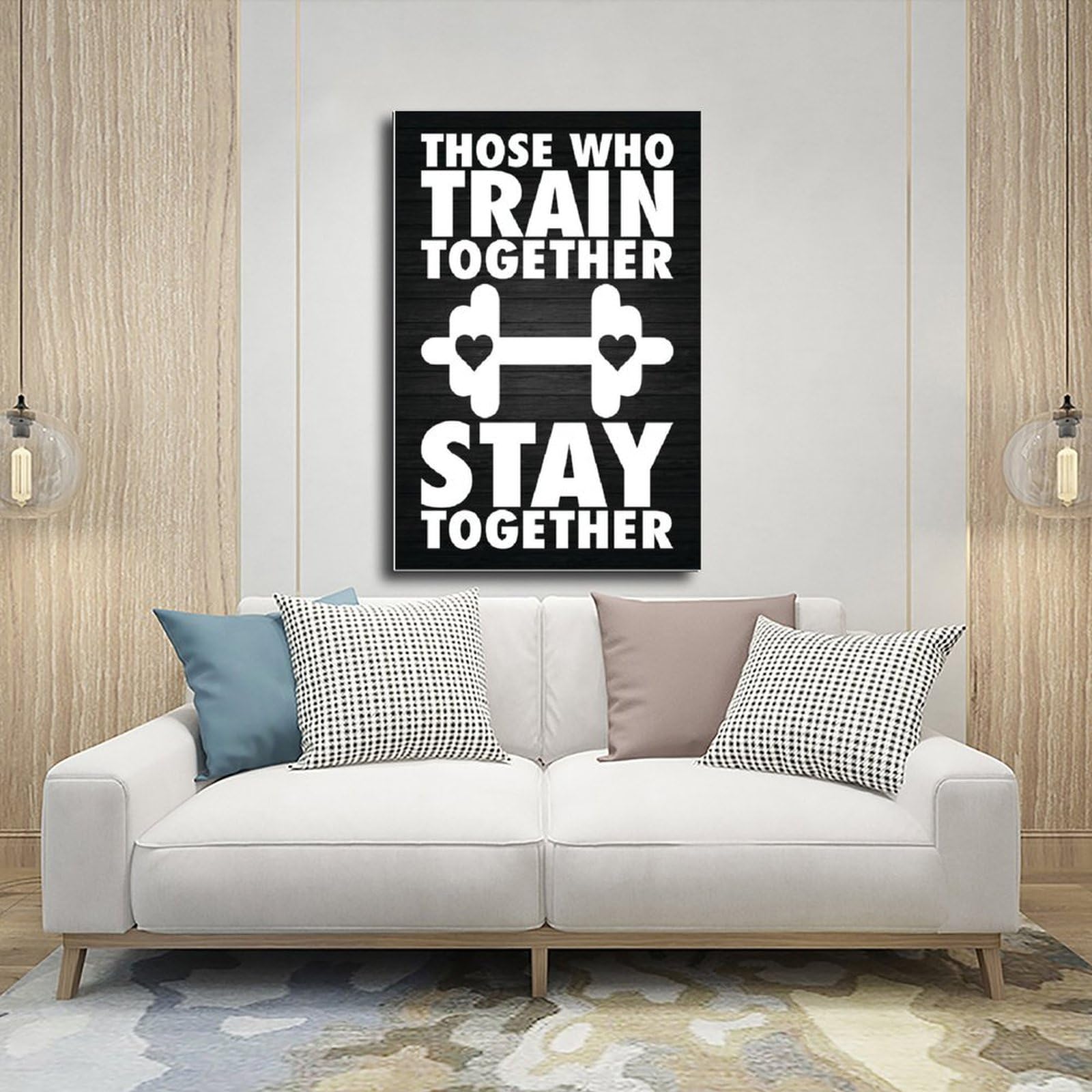 Póster motivacional con texto en inglés "Train Together Stay Motivational", arte de pared para gimnasio, hogar, estudio, oficina, decoración de 50 x 75 cm