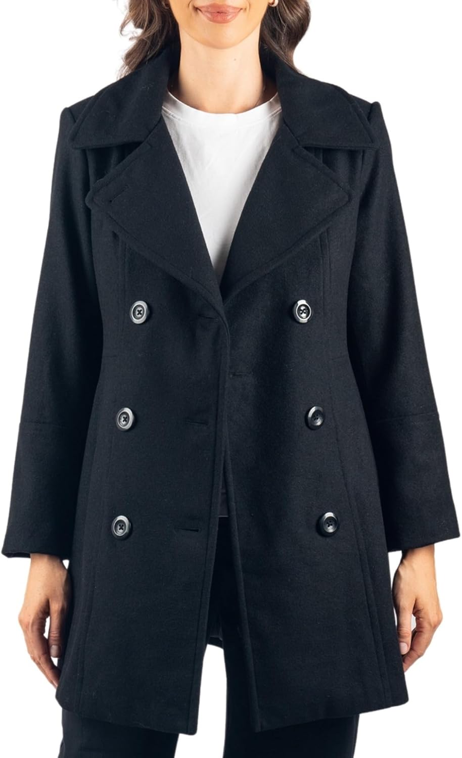 Alpine Swiss Norah Womens Wool Blend Peacoat Runs Large Classic Double Breasted Winter Coat Long Pea Coat A-Line Jacket - Image 4