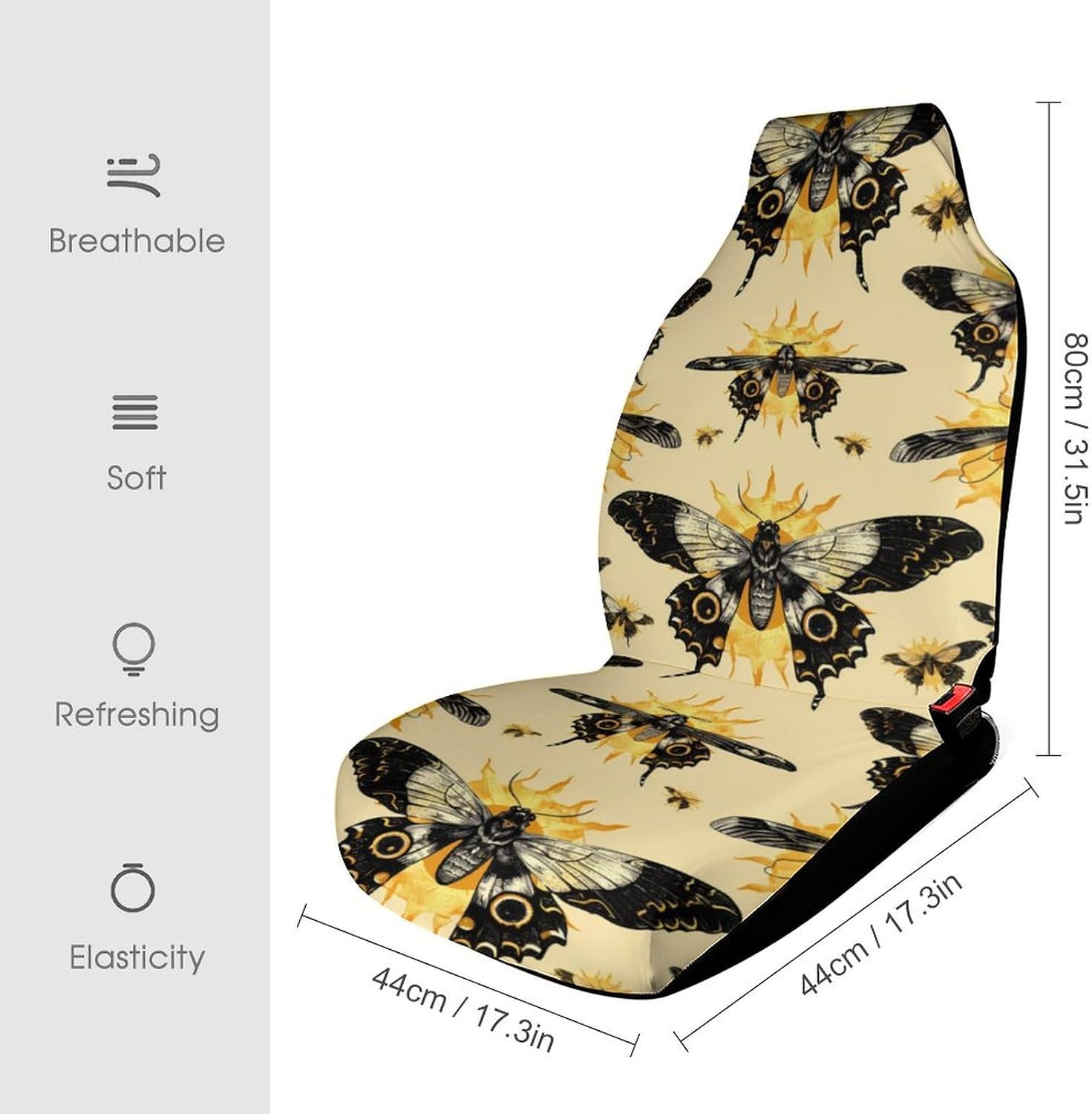 Moth Sun Mystical Gothic Car Seat Covers Automotive Seat Covers Car Seat Protector Auto Front Seats Protector for Most Cars 1PCS