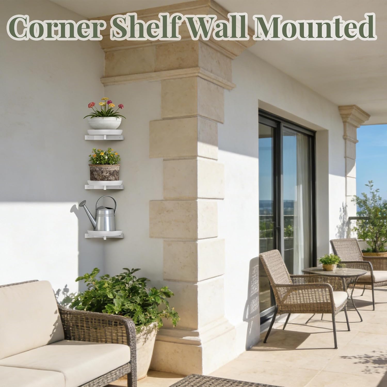 BXF Corner Wall Planters for Indoor Plants, 90 Degree Floating Shelves. Heavy Duty Mounted Holder, Minimalist Hanging Decor. Window Shelf Fits 4-7 Inch Pots (White, 3 Pack)