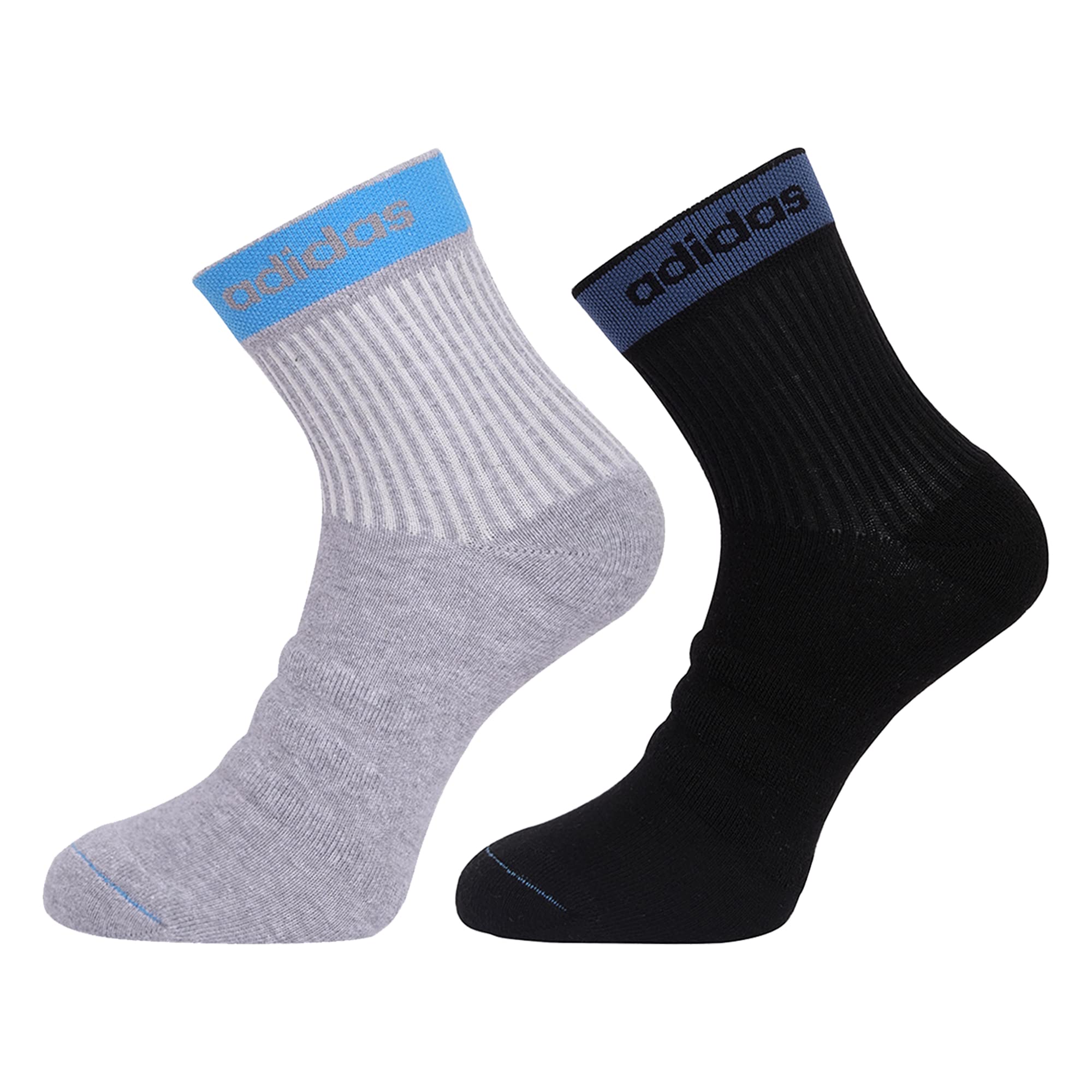 adidas Unisex Original Select Terry Ankle Cotton Regular Socks - 2 Pairs (4N) (Ad-0836) (Lt Grey Mel/Black)