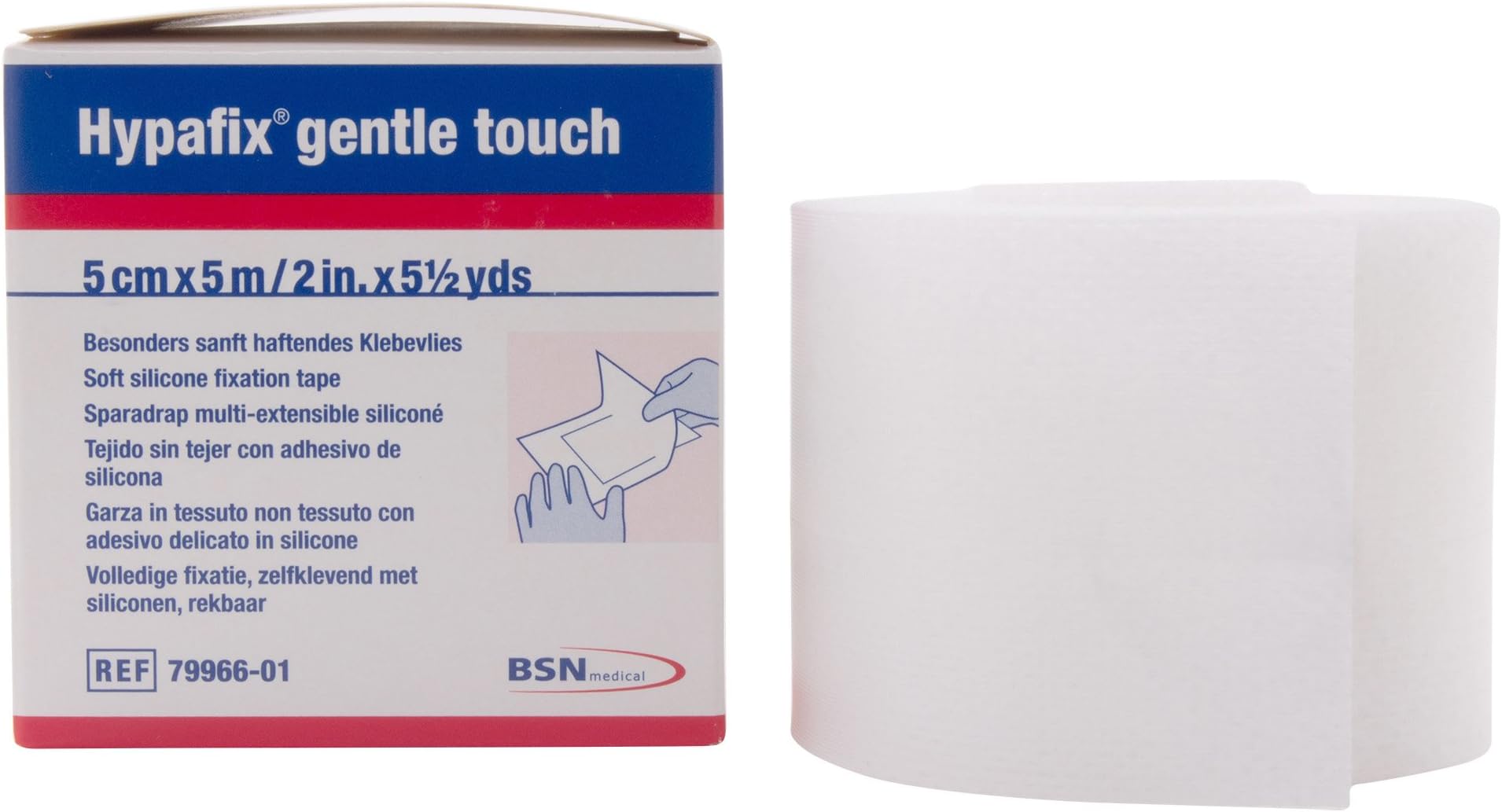 Touch - Soft Silicone Retention Tape for Extremely Fragile and Sensitive Skin (2" X 5 1/2 yd roll)
