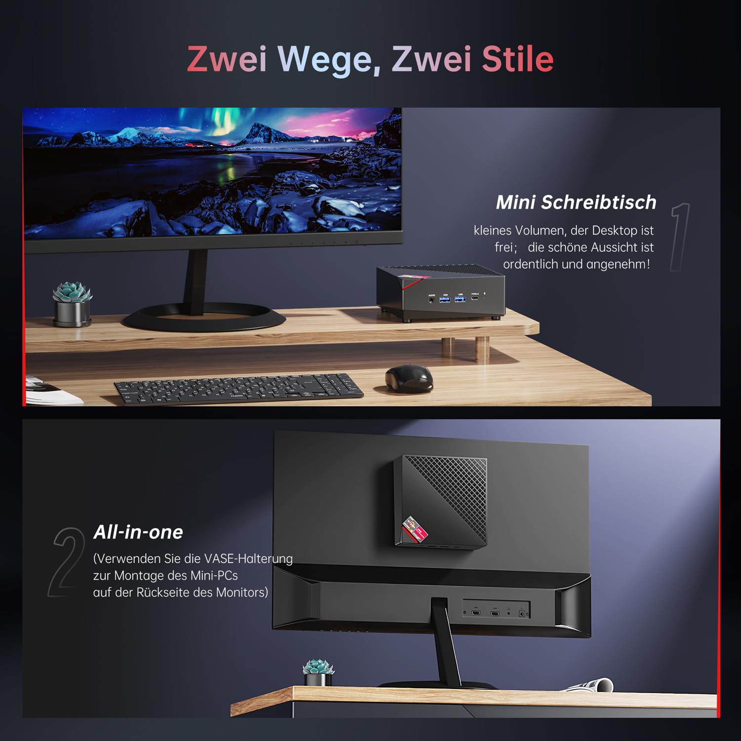 ACEMAGICIAN AM06Pro Mini PC, AMD Ryzen 7 5825U (8C/16T, bis zu 4.5Ghz),32GB DDR4 1TB M.2 SSD Mini Desktop PC mit 4K Triple Display | Type-C | Dual Ethernet | WiFi 6 | BT 5.2 | W11 Pro