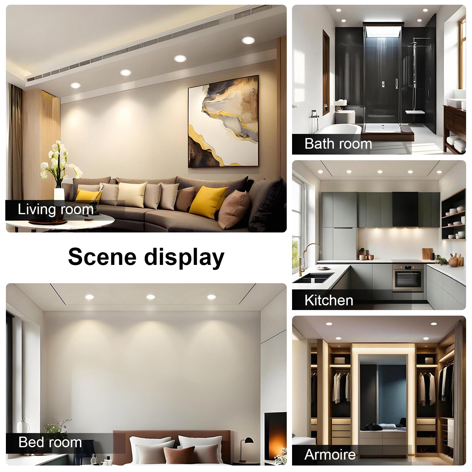 Ultraflache 7W LED Einbauleuchten - Deckenstrahler Kaltweiß (6000K) 600LM, IP44 Küchenbeleuchtung Schlafzimmer Wohnzimmer, 90mm Ausschnitt - Weiß, 5er-Set