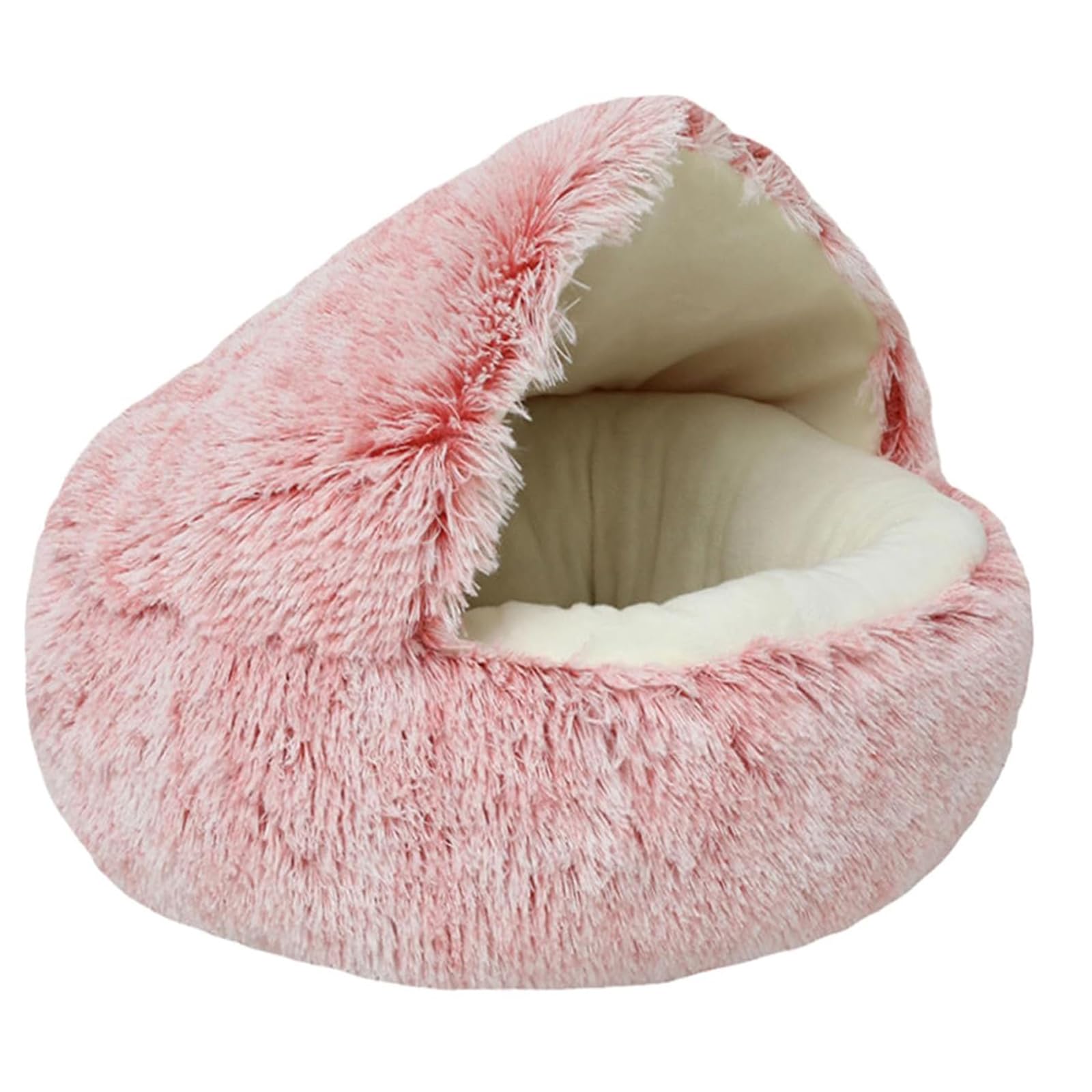 Beskie Calming Dog Bed & Cat Bed, Fluffy Plush Puppy Cushion, Kitten Cave, Small Dog Donut Cave, Indoor Cat Sleeping Bag