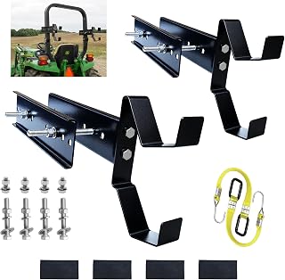 ROPS Tractor Tool Holder for Long-Handle Tools with Rubber Elastic Straps | 2PC Heavy Powder-Coated ROPS Tool Carrier Storage Racks for Zero Turn Mower, Hold Shovel Rake Weed Eater Yard and Garden Tool