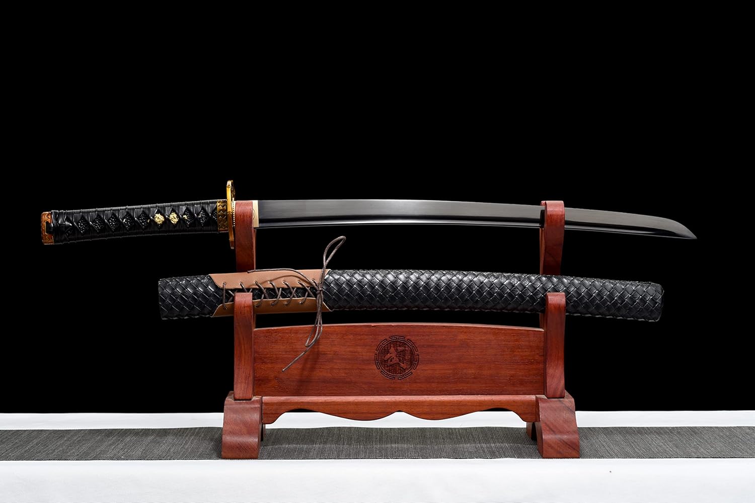 JIHPEN sword - Short Katana, Handmade Japanese Wakizashi Sword Blue Blade 1045 Carbon Steel Full Tang -31in