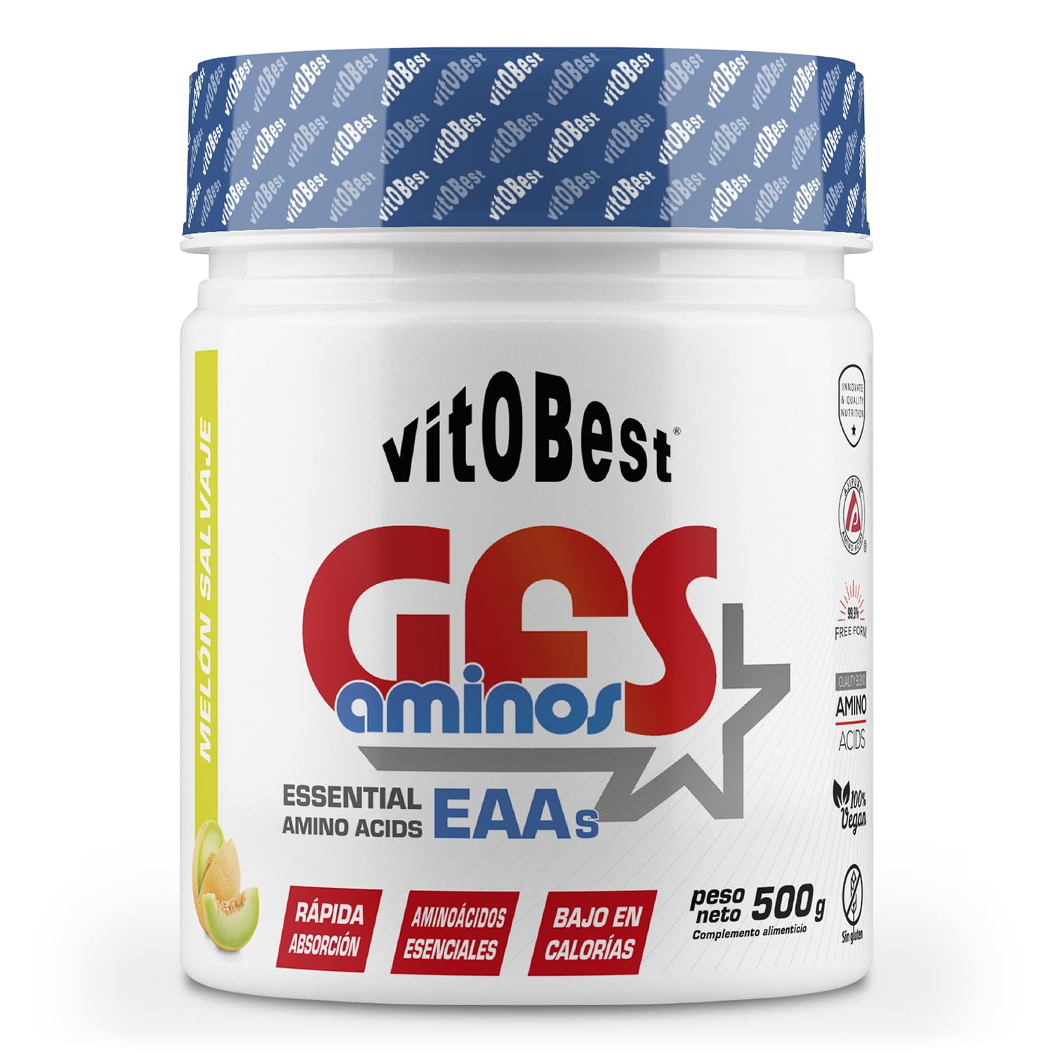VITOBEST | GFS Aminos en Polvo | Contribuye a acelerar la síntesis proteica corporal | Apto para personas celíacas | Sabor Melón - 500 g