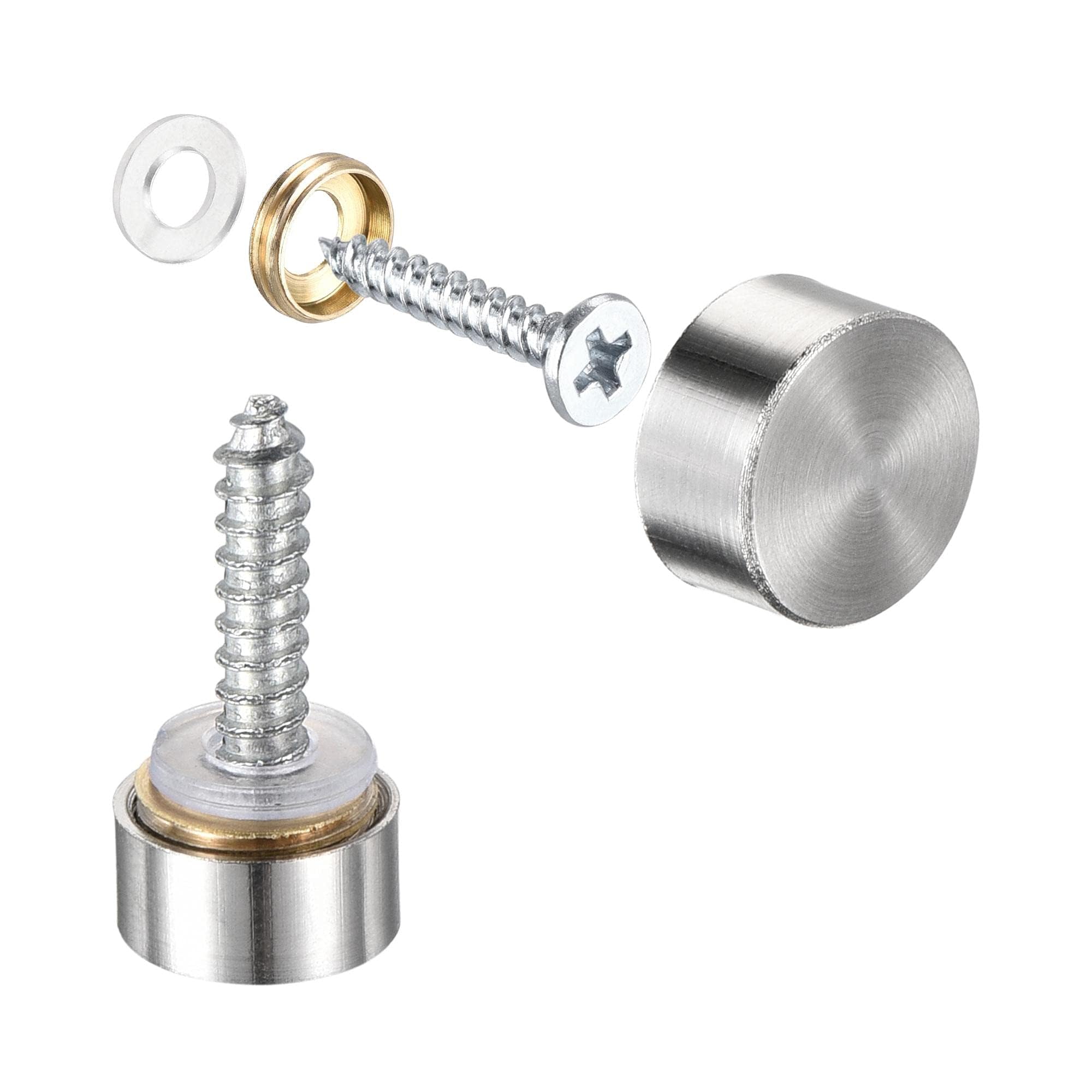 TOP-VIGOR 12Pcs Mirror Screws, 10mm Mirror Screws Cap Nail with Washers