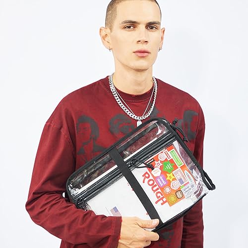 Vista 7 de Rough Enough Clear Document Bag Plastic File Folder Pouch Organizer Art Portfolio Case Small for A4 Paper Notebook School Supplies Important Document