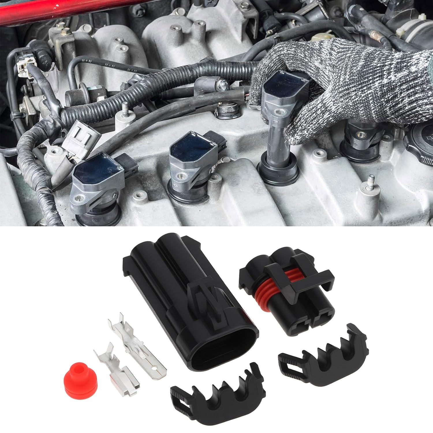 2 Sets 2Pin Waterproof Electrical Connector Kit Compatible with Delphi Metri-Pack 480 Series for Automotive Ignition Coils GPS Electrical Wiringa