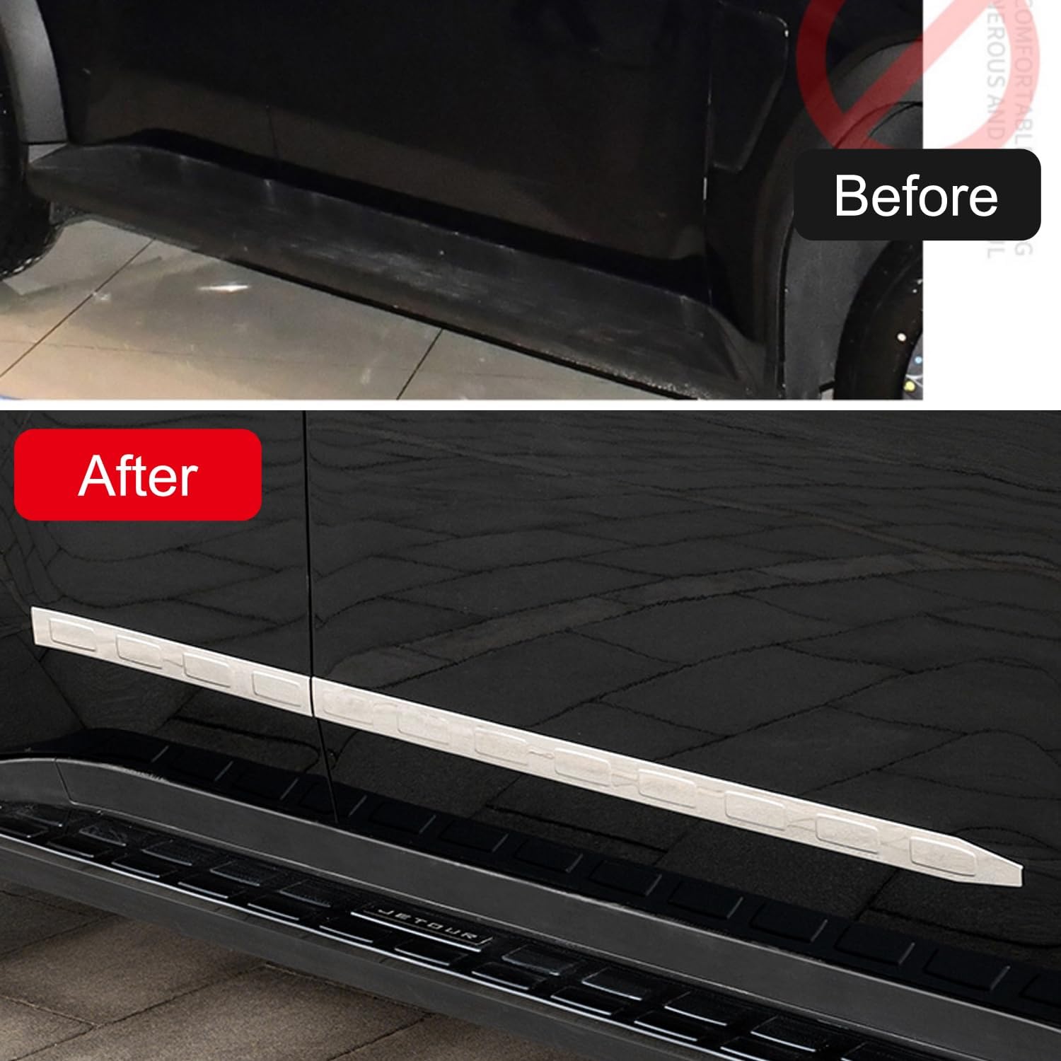 for Jetour Traveller T2 2023-2025 Steel Chrome Body Side Molding Trim 4pcs Car Accessories