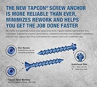 Vista 3 de Tapcon Tornillos de anclaje para hormigón Star Torx de 1/4 x 5 pulgadas 3197407V2 Paquete de 100 Broca incluida