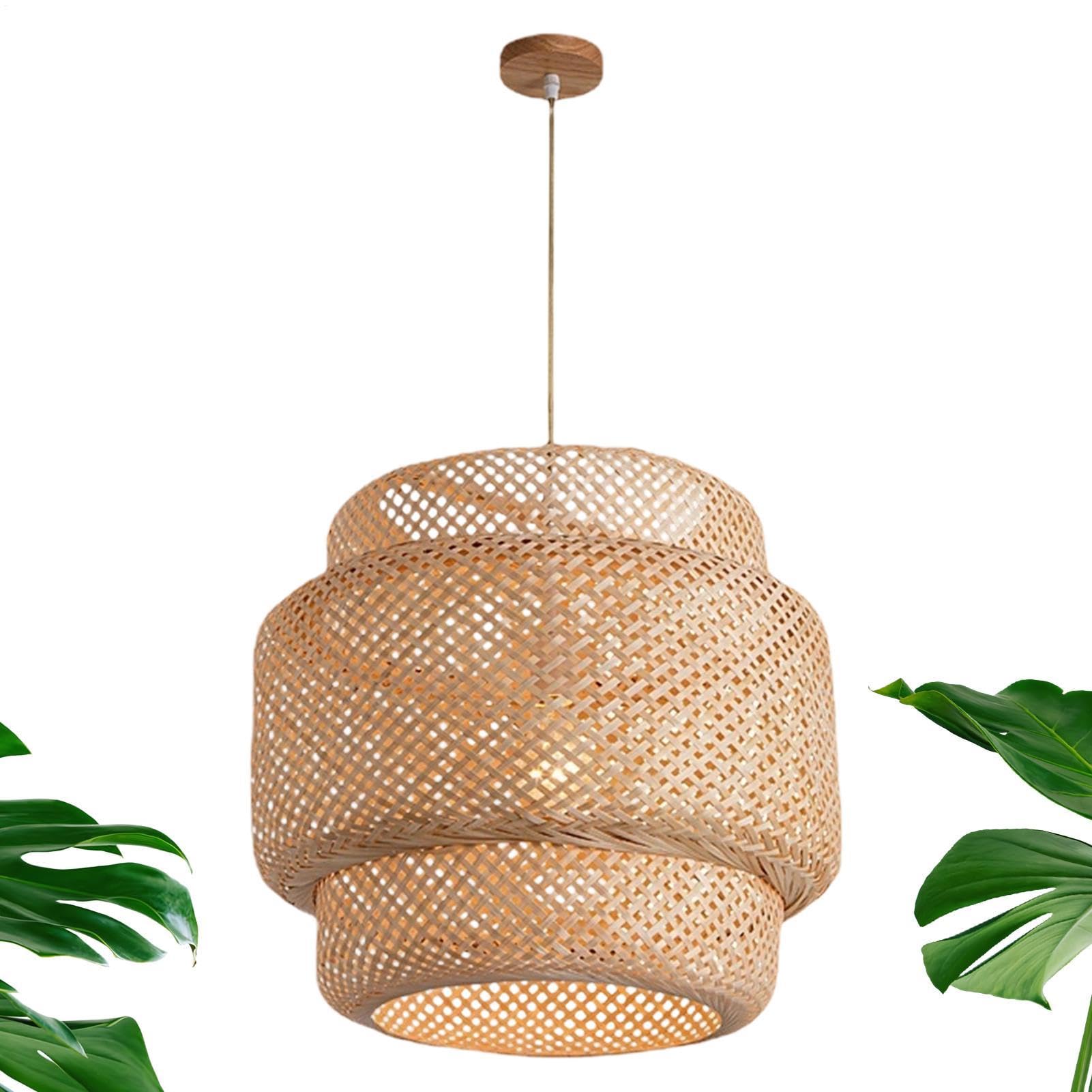 Yeeda Lampadario in bambù Intrecciato A Mano - Lanterna A per Camera da Letto e Sala da Pranzo