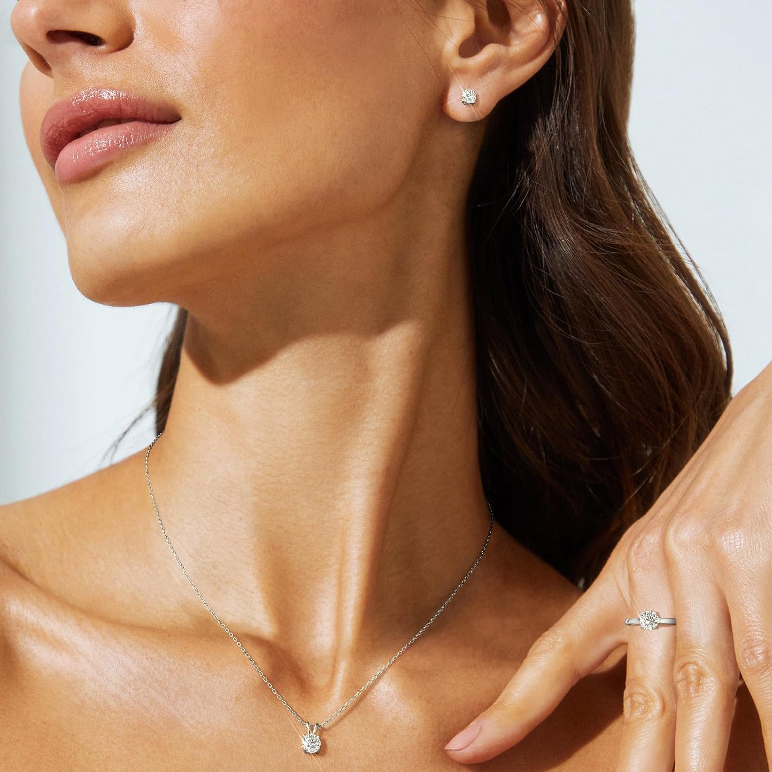 Valentines Day Gifts for Her - SHOWNII Diamond Necklace Certified LAB GROWN Round Diamond Solitaire Necklaces for Women 0.5-1CT 14K Gold Plated Sterling Silver 4 Prong Solitaire Pendant Jewelry (I-J Color, SI1-VS2 Clarity) - Image 4