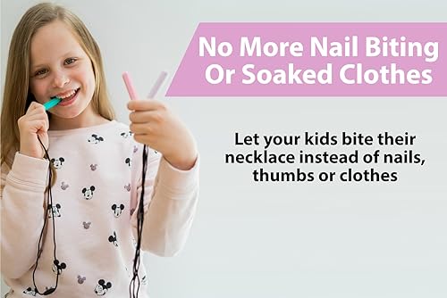 Miniatura 2 de Juego de 3 collares sensoriales de lápiz, lo mejor para niños o adultos a los que les gusta morder o tener autismo, juguetes masticables de silicona