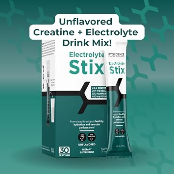 MYOXCIENCE Electrolyte STIX | Creatine Electrolyte Powder | Recovery from Exercise & Muscle Development w/Real Salt (Unflavored) (Stix 30 ct)
