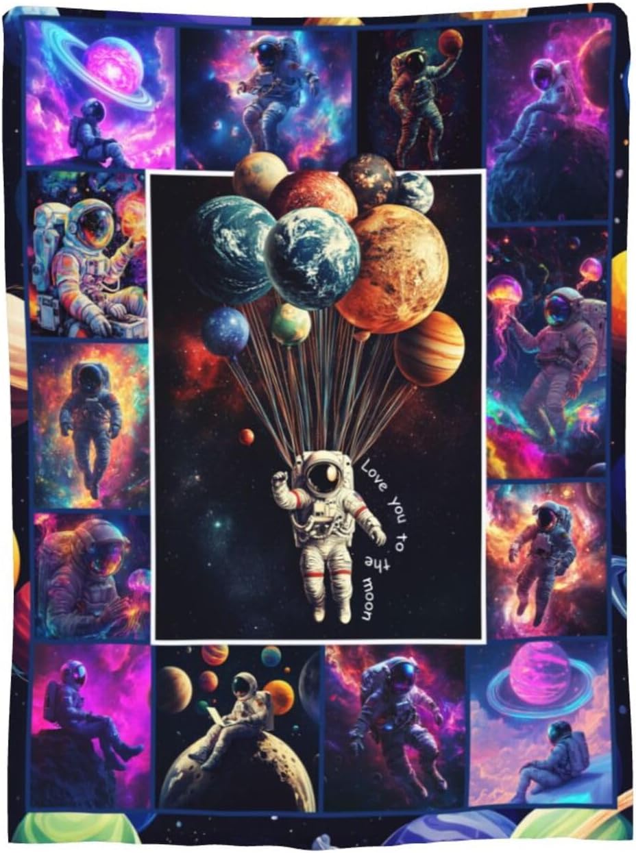 Astronaut Blanket Astronaut Throw Blanket Soft Cozy Warm Fuzzy Fleece Lightweight Plush Merch Animals Decor Gifts for Lover Man Woman Boys Girls Couch Bedding Sofa 50"X40" - Image 9