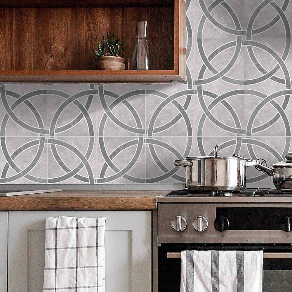 Alwayspon Peel and Stick Floor Tile, Stick on Floor Tiles, Vinyl Floor Sticky Back Sticker, Non-Slip Floor Tiles Self-Adhesive Sticker Decals, Grey Marble Effect, 30cmX30cmX12Pcs