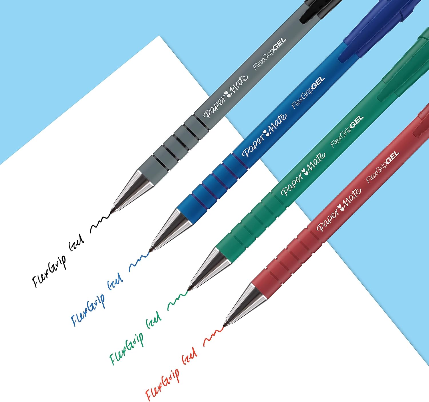 Paper Mate FlexGrip Gel Pens | Medium Point (0.7 mm) | Black Ink | 4 Count