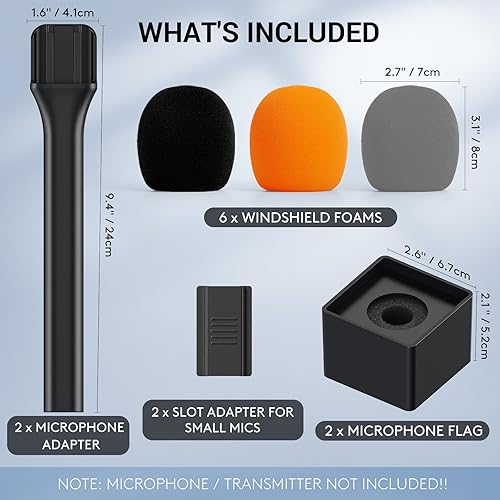 Miniatura 2 de TONOR Paquete de 2 adaptadores de mano para micrófono de entrevista, soporte de micrófono inalámbrico para Lavalier, compatible con Rode, DJI y All