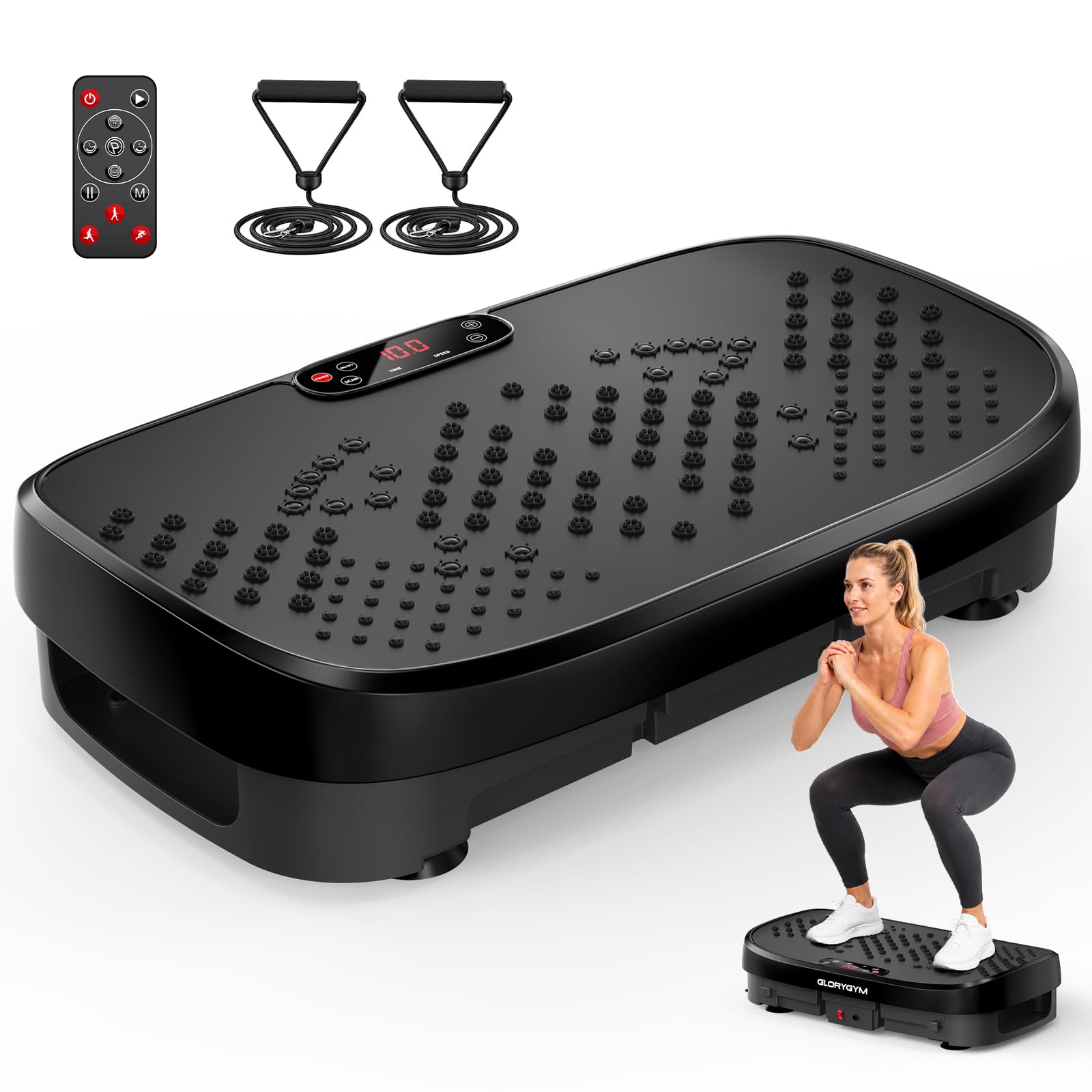 HTM Plateforme Vibrante Courbée Fitness, Plateau Vibrant Corps Entier Moteur 150W, Capacité 330 Livres, 120 Niveaux Vitesse