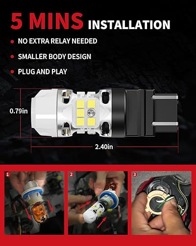 Miniatura 6 de LASFIT Bombilla LED T3 WT21W WT21W WT21 WT21W/7W Canbus sin errores para Ford Maverick XL XLT Lariat 2022 2023 2024, accesorios 2021 2022 F150 F250