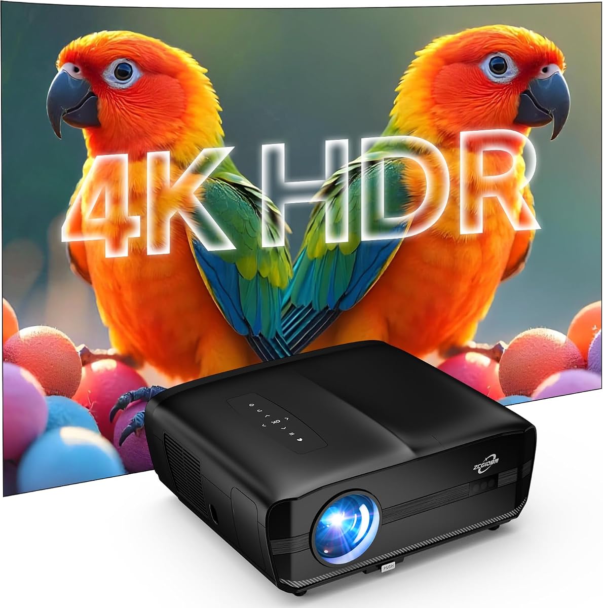 Home Theater Karaoke Projector 4K with Google TV, Wireless Mics*2, Bluetooth5.4, 76W Dolby Audio, Auto Lens Cap/Auto Focus,2500ANSI HDR10 Smart Indoor Outdoor Projector with WiFi HDMI ARC 2.1 CEC Zoom