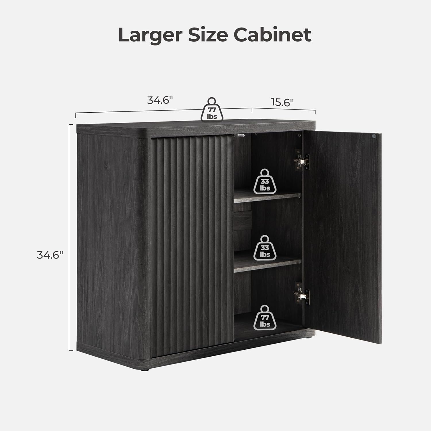 SICOTAS Buffet Cabinet with Storage Sideboard Accent Modern Credenza with Doors & Shelves Fluted 34.6" Tall Media Console Mid Century Coffee Bar Table for Living Room Kitchen Dining Room Hallway