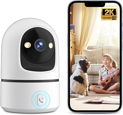 Cámara de seguridad interior de 2K 3MP, cámaras WiFi de 360 para seguridad del hogar, cámara de seguridad para el hogar, cámara para bebémascota con