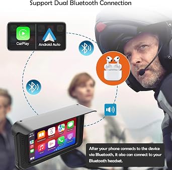 Waterproof Motorcycle Dash Cam with Wireless CarPlay & Android Auto