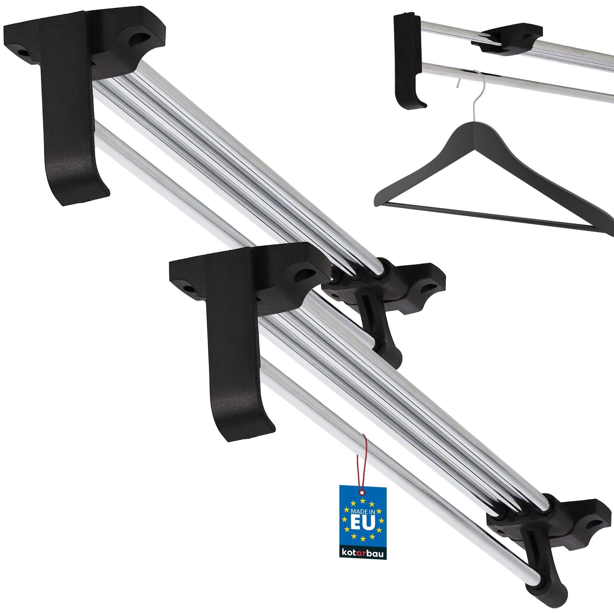 KOTARBAU® 2 x Colgadores extraíbles de perchas, Barras extensibles de armario 40 cm, Barra de armario o vestidor, Barra armario guardarropa, Perchero telescópico, Soporte para armarios, 2 uds