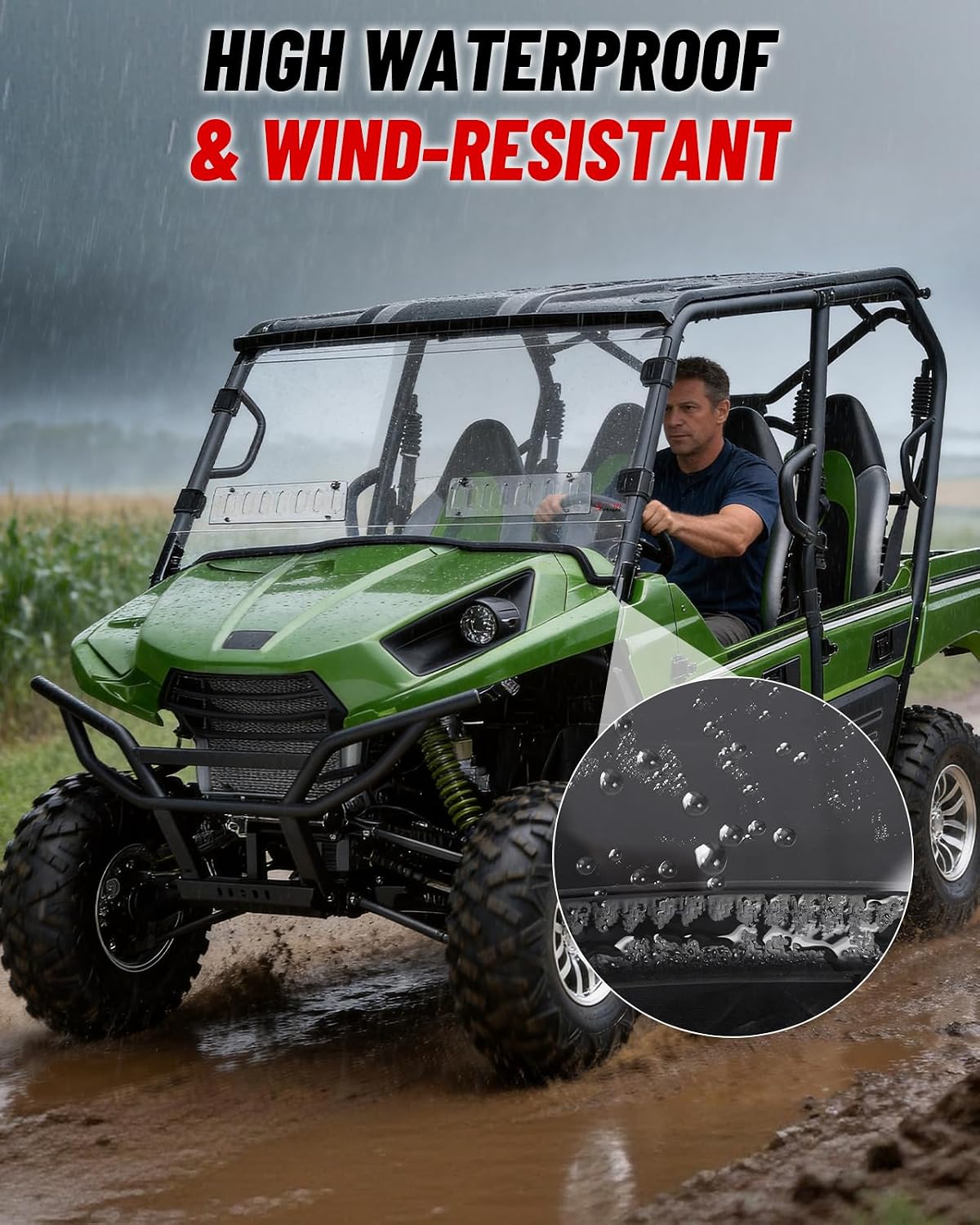 StarknightMT Windshield Scratch-Resisatant Compatible with 2014 2015 Kawasaki Teryx 800/2012 2013 Teryx 4 750 Vent Full Windshield Accessories Clear Front Window Used with Most Roof