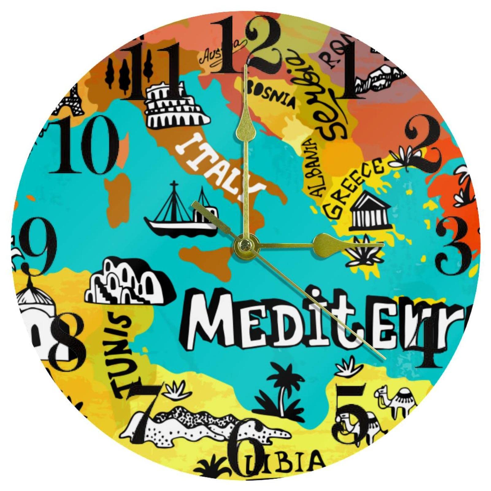 Horloge murale pour cuisine et bureau au design carte du monde