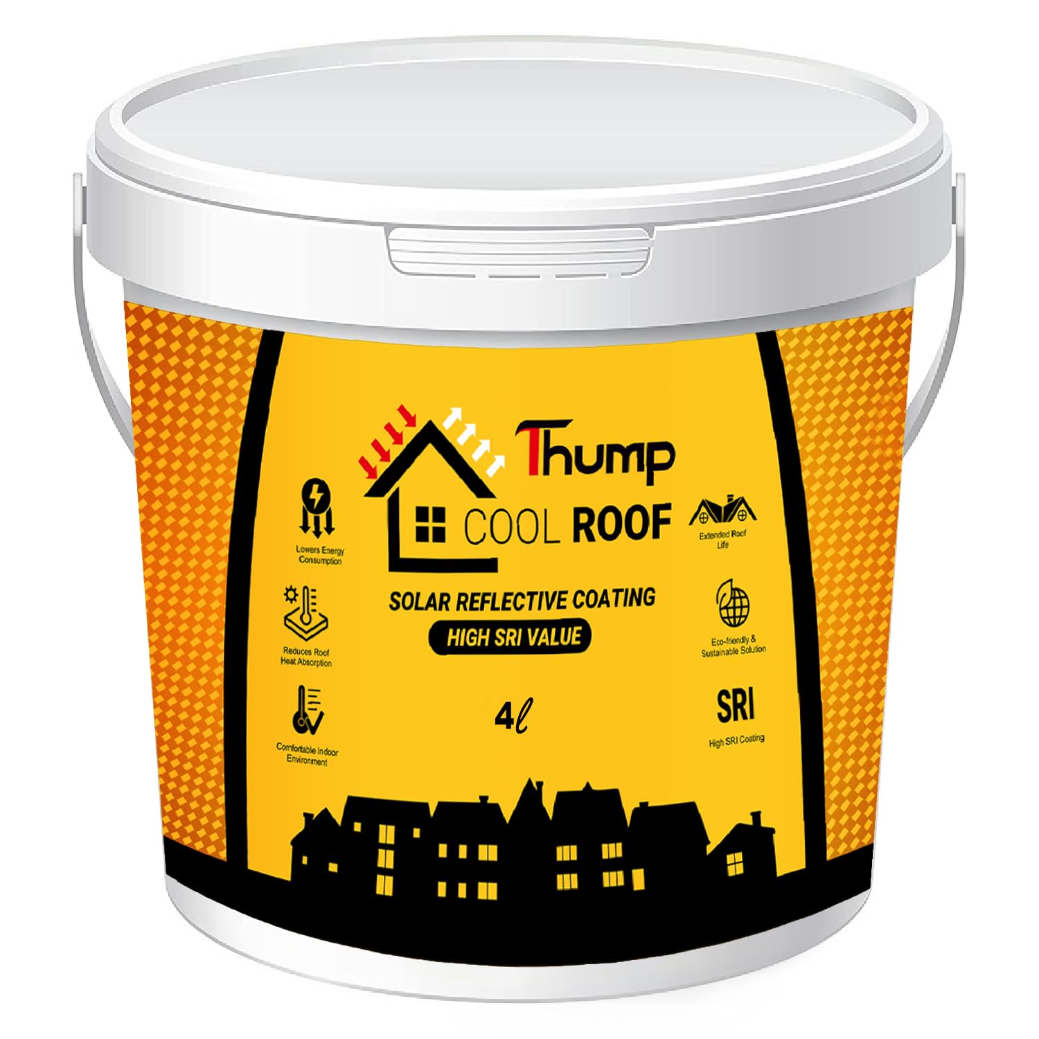 Thump 4L Roof Paint Solar Reflective Coating Summer Cool High SRI Heat Resistance for Terrace Roofs & Parapets (White) (B0C8ZDTV15) Amazon Price History, Amazon Price Tracker