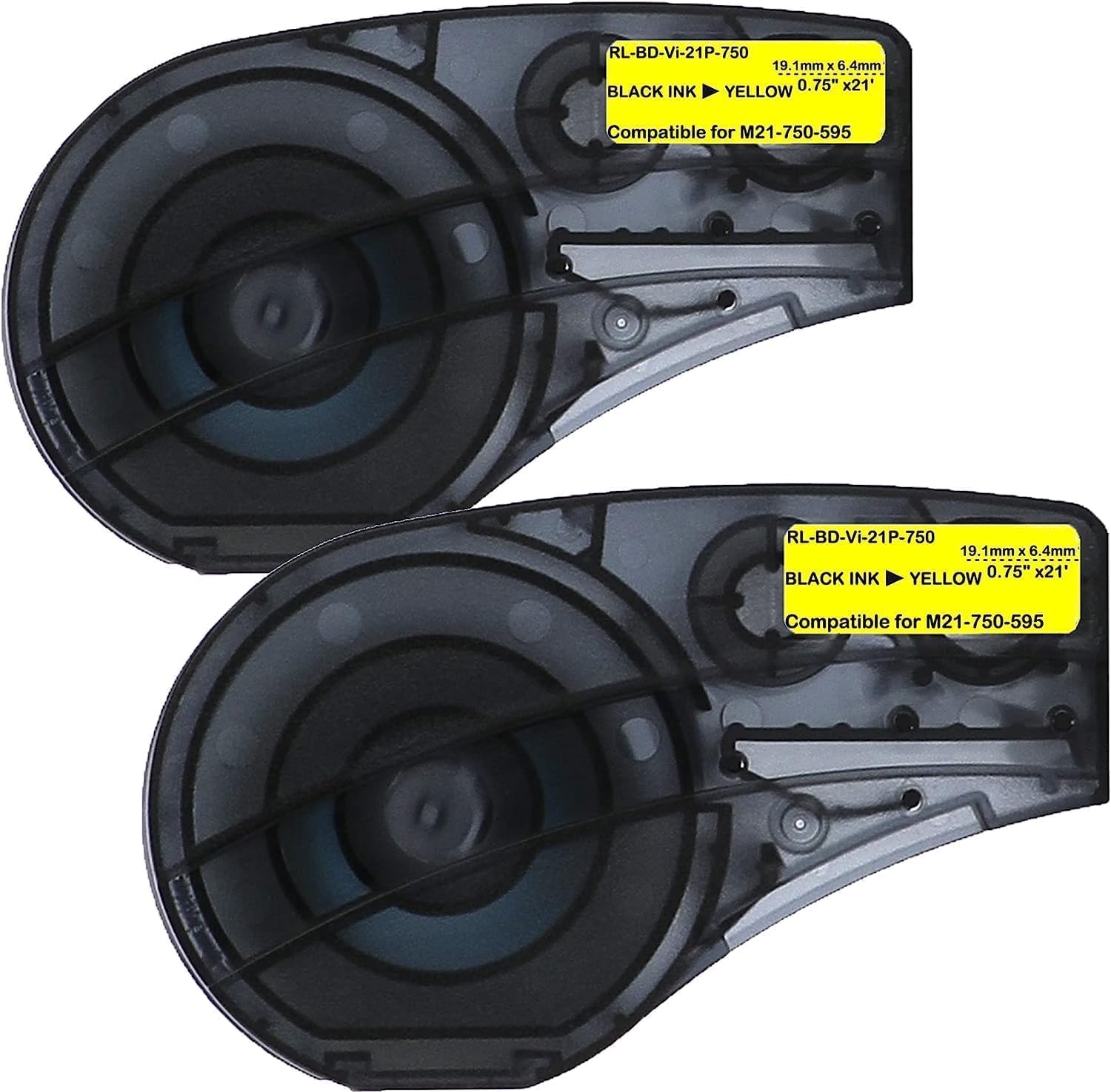Compatible Label Tape Replacement for M21-750-595-YL-BK Work with BMP21-PLUS/LAB Black on Yellow Vinyl Tape-2 Pack