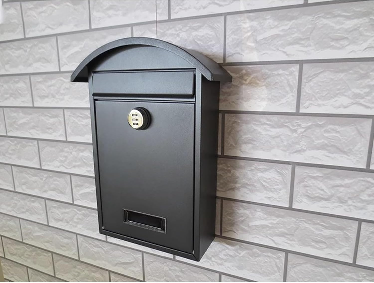 Mailbox with Lock, Outdoor Mailbox, Wall Mounted Key Drop Box with Combination Lock, for Home Use, 9'' X 4'' X 14''(Brown)