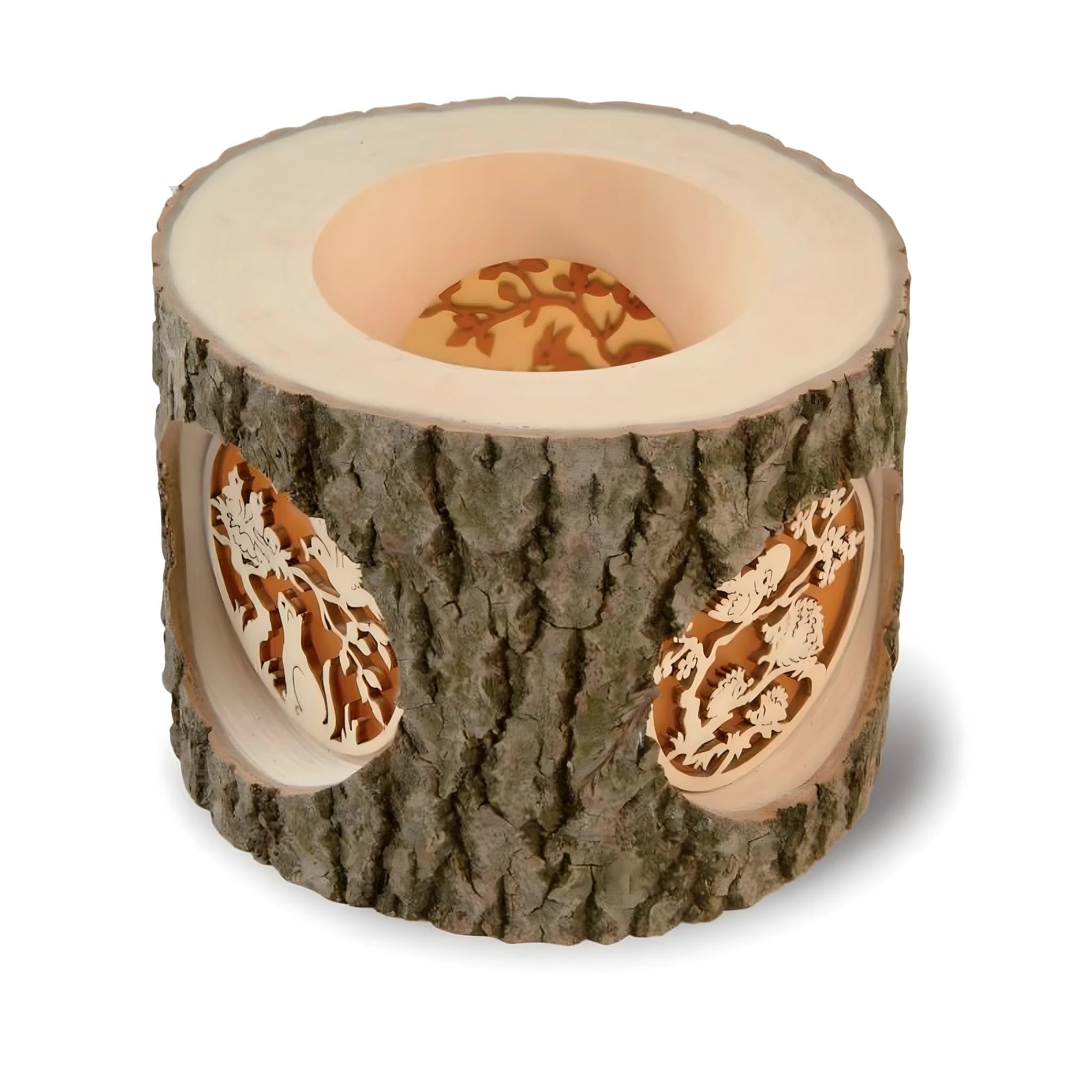Bougeoir sculpté en bois pour figurine de crèche déco de Noël