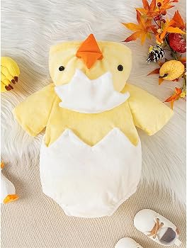 Costume De Poussin Pâques Pour Bébé – Déguisement Oeuf 12-18 Mois – Barboteuse Chaude Et Confortable – Cadeau Carnaval