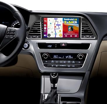 2+64GB Android Car Stereo for Hyundai Sonata 2015-2017 LHD Wireless Carplay Android Auto, 9 Inch Touchscreen Car Radio GPS Navi WiFi Bluetooth Backup Camera FM RDS Radio EQ SWC