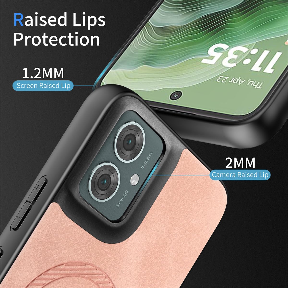 MOJIA Magnetische Hülle Für Motorola Moto G55 – Ultra-dünn Mit Kameraschutz, Anti-Fingerabdruck, Rosa