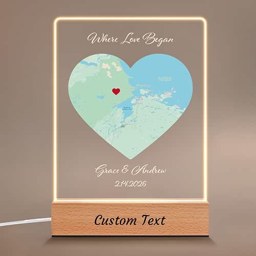 Custom Where We Met Map Gift for Couples, Personalized Anniversary