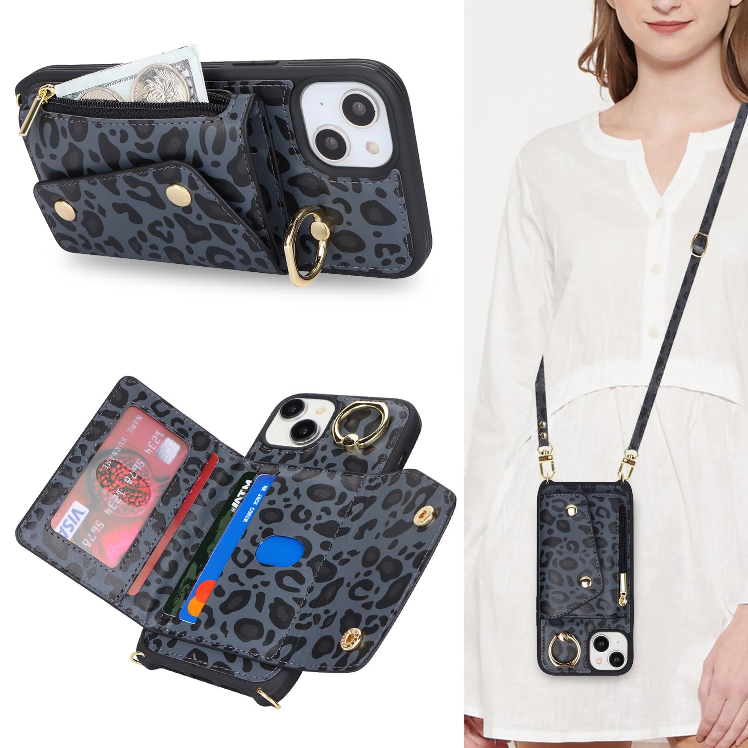 Lipvina Étui Pour IPhone 15 Pro Avec Porte-cartes Pour Femmes