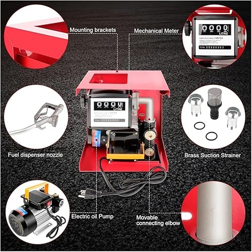 Miniatura 3 de Bomba eléctrica de transferencia de aceite diésel de 110 V 550 W con medidor + manguera de dispensación de combustible de 13 pies + manguera de
