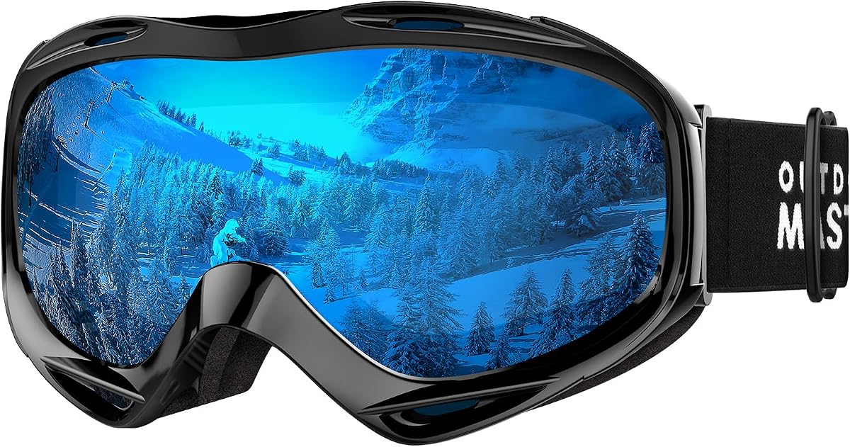 OutdoorMaster OTG Gafas de esquí, gafas de snowboard para hombres, mujeres y jóvenes | Gafas de esquí sobre gafas con protección antivaho UV400, compatibilidad con casco y marco de TPU suave para deportes de nieve.