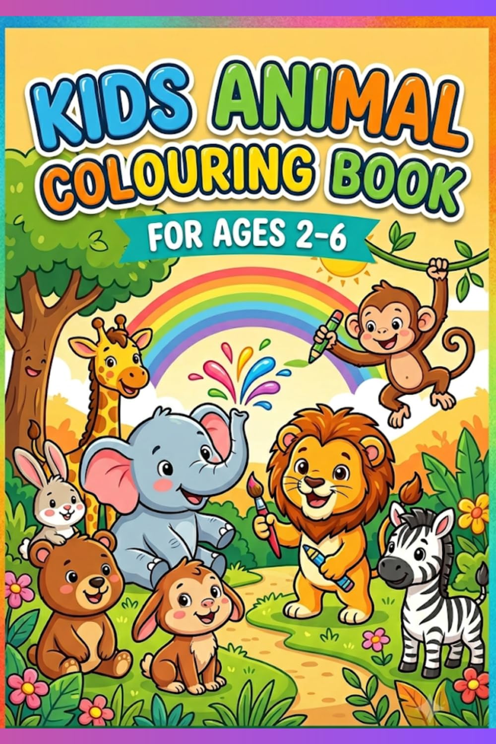 Amazing Animals Colouring Book for Kids Ages 2-6: 30 Cute Animals to Colour: Fun Animal Colouring Pages for Toddlers, Nursery and Preschool